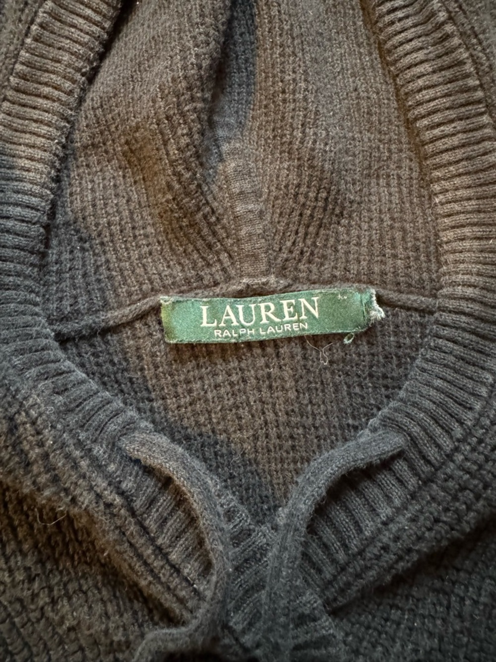 Ralph Lauren black Knit Hoodie with Drawstring - Picture 2 of 2
